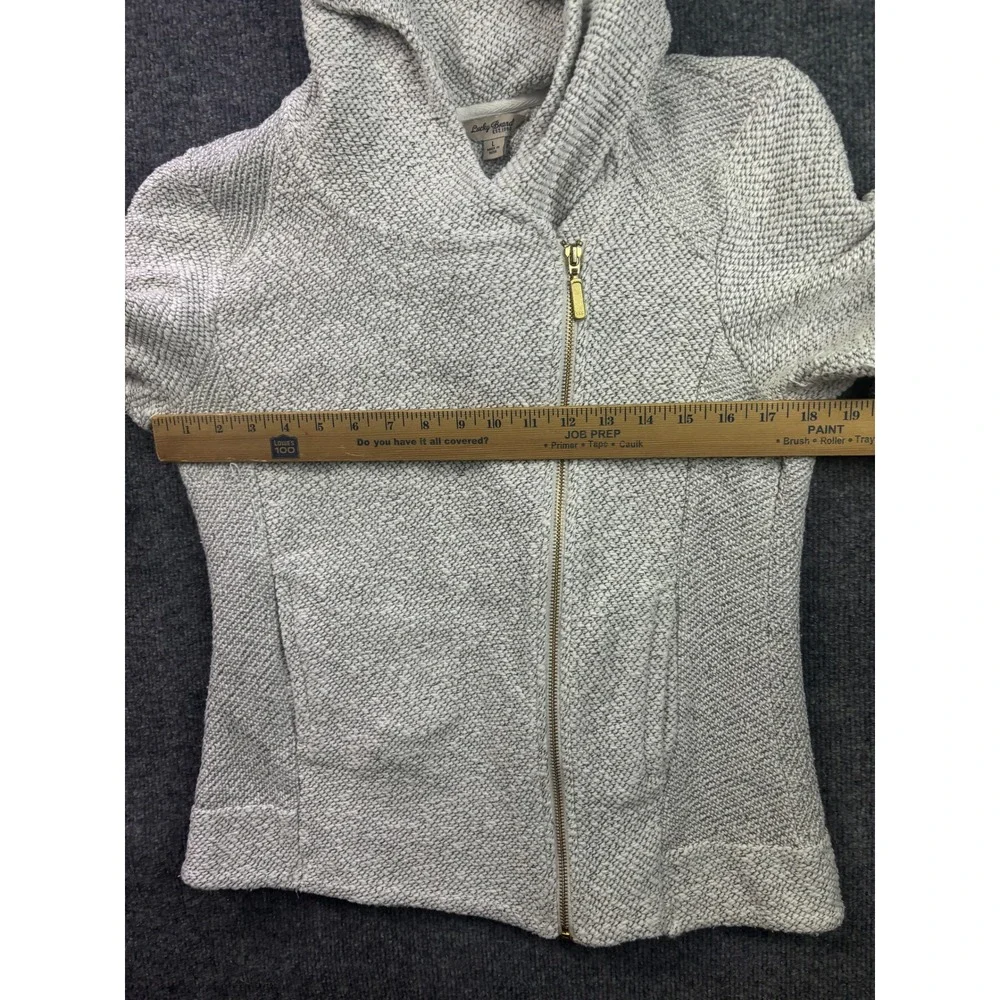 Lucky Brand Hoodie Womens Large Grey Marled Asymmetric Zip Textured Knit Jacket